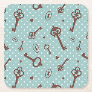 Retro Valentinsgruß-Schlüssel Rechteckiger Pappuntersetzer