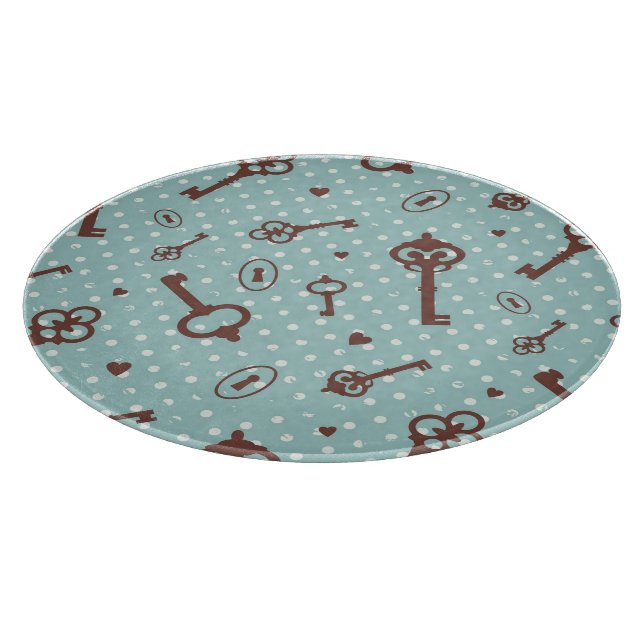 Retro Valentinsgruß-Schlüssel Schneidebrett (Ecke)