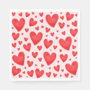 Retro Valentinsherzen Hochzeit Rot Pink Serviette