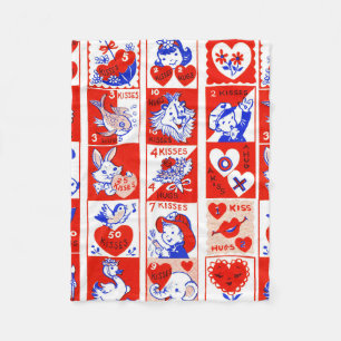 Retro-Valentinsmarken-Muster im Stil der 1950er Ja Fleecedecke