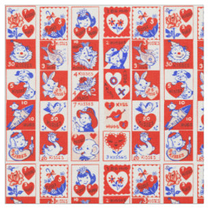 Retro-Valentinsmarken-Muster im Stil der 1950er Ja Stoff