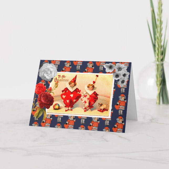 Retro Valentinstag geklappte Grußkarte Karte (Vorderseite)