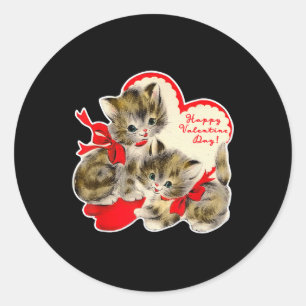 Retro Valentinstag Katze Kätzchen Vintage Val Runder Aufkleber