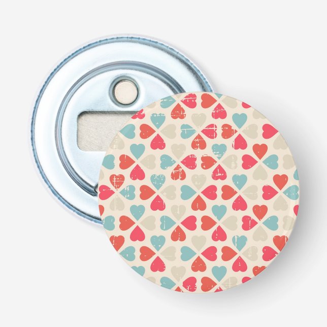 Retro Valentinstag-Muster Flaschenöffner (Vorderseite)