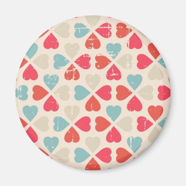 Retro Valentinstag-Muster Magnet (Vorne)