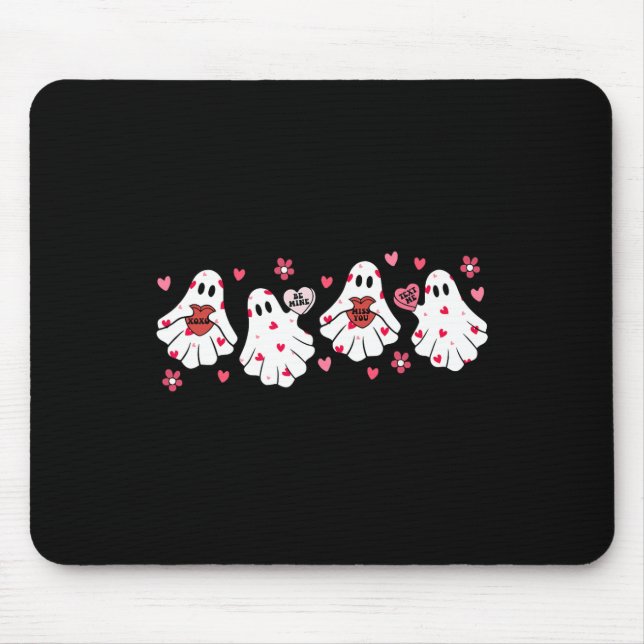 Retro Valentinstag Niedlich Ghost Boo Spooky Fraue Mousepad (Vorne)
