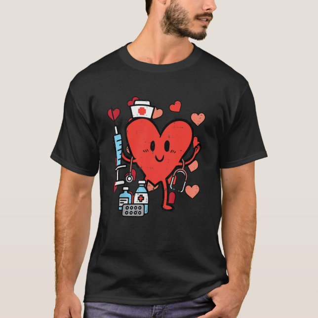 Retro Valentinstag Nurse Herzernährung Scrub Top (Vorderseite)