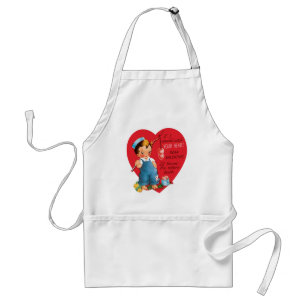 Retro Valentinstag, Vintage-Junge fischt Herzen Schürze