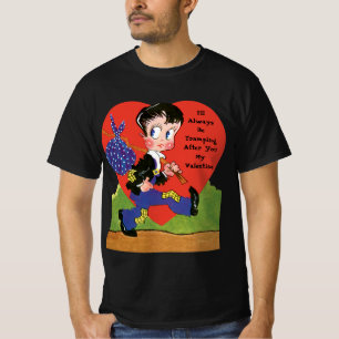 Retro Valentinstag, Vintage-Landstreicher-Junge-He T-Shirt