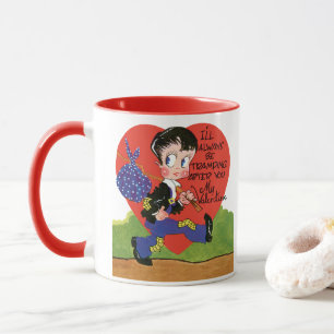 Retro Valentinstag, Vintage-Landstreicher-Junge He Tasse