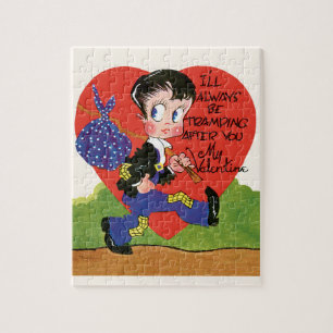Retro Valentinstag, Vintage-Landstreicher-Jungen-H Puzzle