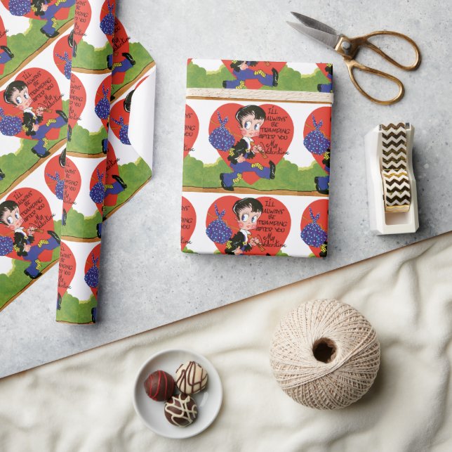 Retro Valentinstag, Vintages Hobo-Herzblut Geschenkpapier (Kunsthandwerk)