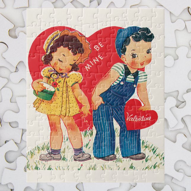 Retro Valentinstag, Vintages Mädchen und junge Her Puzzle (Von Creator hochgeladen)