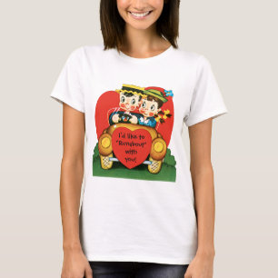 Retro Valentinstag, Vintages Mädchen und Junge im T-Shirt
