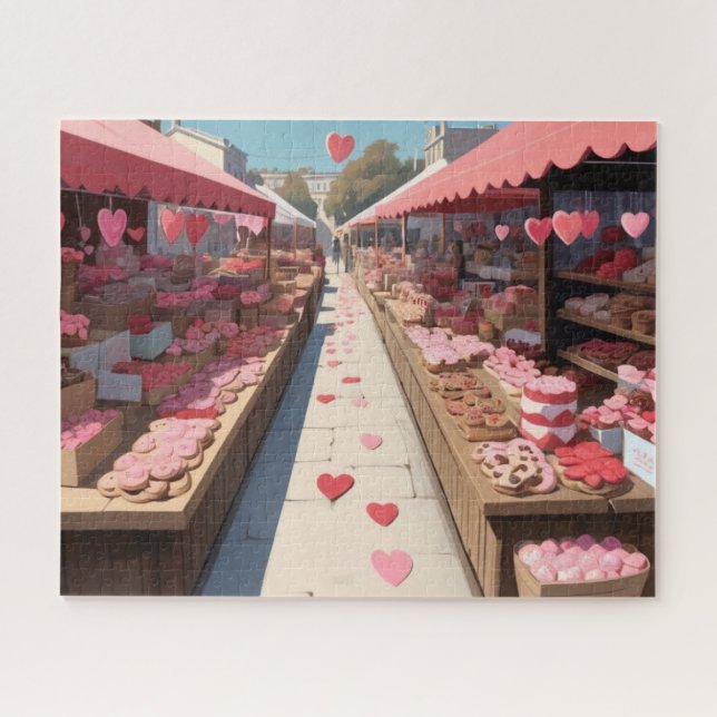 Retro Valentinstags-Markt Wunder Puzzle (Horizontal)