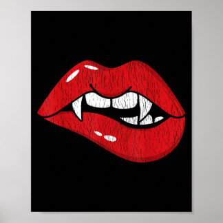 Retro-Vampir-Rote Lippen Th-Biss-Halloween-Kostüm Poster