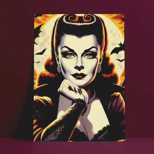 Retro Vampire Woman Postkarte