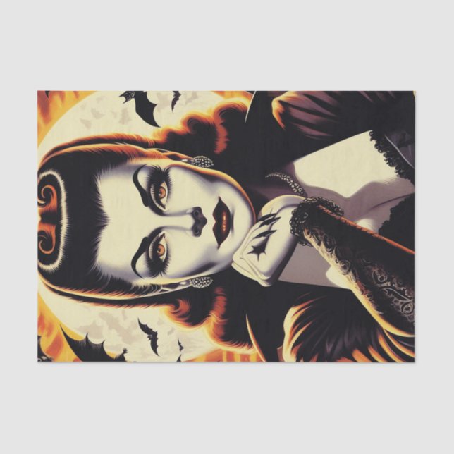 Retro Vampire Woman Seidenpapier (Vorderseite)