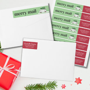 Retro Van Frohe Post Weihnachten Grün und Rot