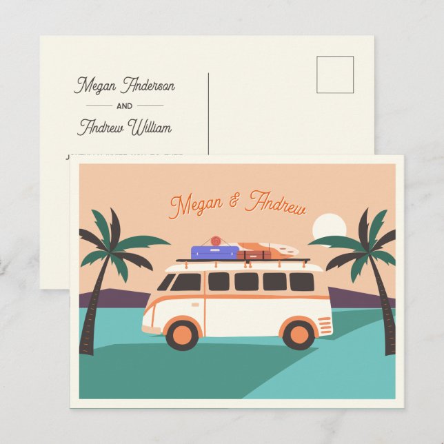 Retro van Hochzeit Postkarte (Vorne/Hinten)