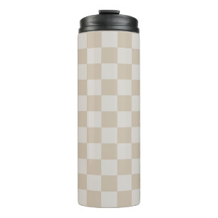 Retro-Vanille-Weiß Kaffee Creme Karo-Schach Thermosbecher