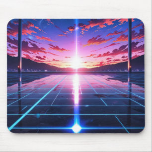 Retro-Vaporwave-Gitter-Horizont-Anime-Mauspad Mousepad
