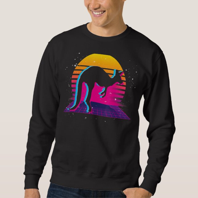 Retro Vaporwave Kangaroo Sweatshirt (Vorderseite)