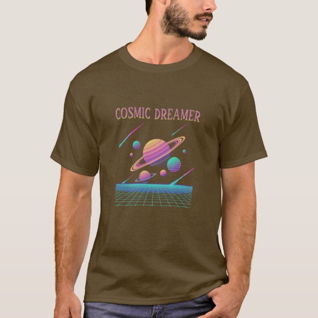 Retro Vaporwave Planets Synthwave T-Shirt (Vorderseite)