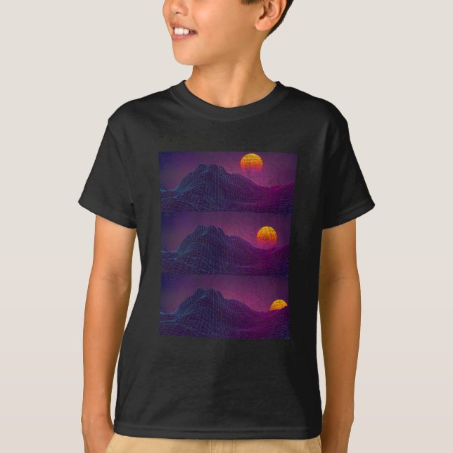 Retro Vaporwave Sunset EDM Ästhetischer Rave Tanz T-Shirt (Vorderseite)