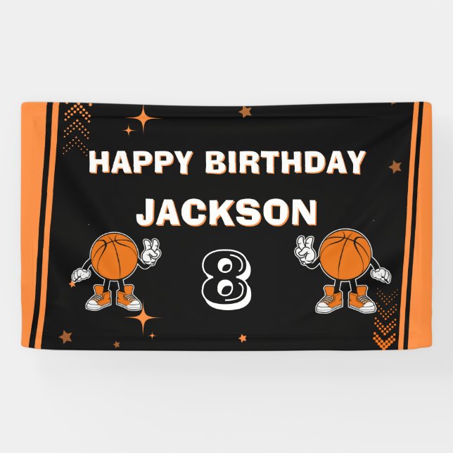 Retro-Varsity-Basketball-Geburtstags-Willkommensba Banner (Horizontal)