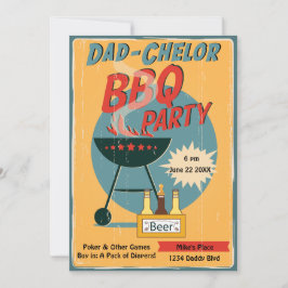 Retro Vater Chelor GRILLEN Party Babydusche Einladung