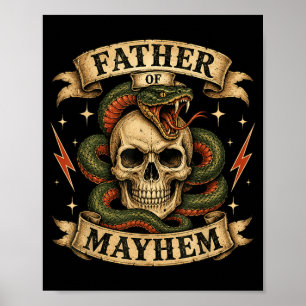 Retro-Vater des Chaos, harter Totenkopf-Biker-Vate Poster