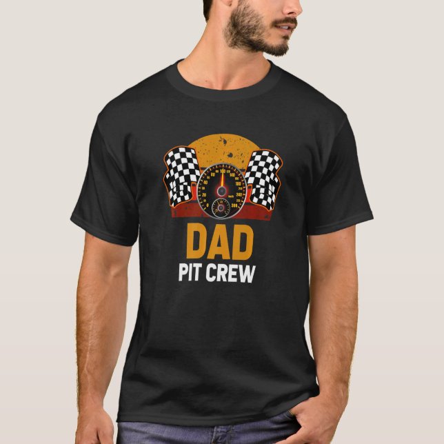 Retro Vater Pit Crew Auto Racer Familie passend Ra T-Shirt (Vorderseite)