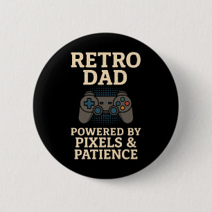 Retro Vater Pixel Gamer Design Button