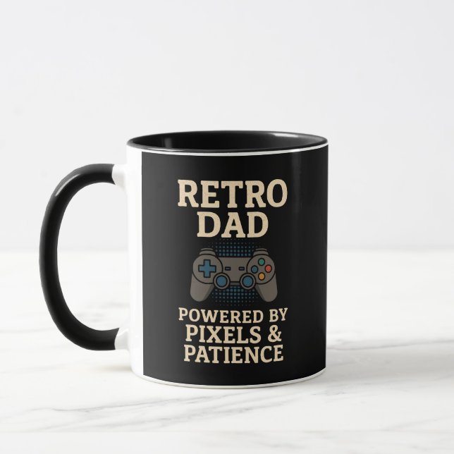 Retro Vater Pixel Gamer Design Tasse (Links)