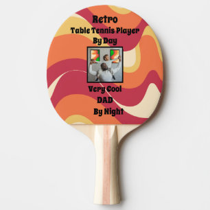 Retro-Vatertags-Psychedelik-Muster mit Foto Tischtennis Schläger