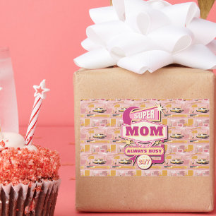 Retro Vegas Style Super Mama der 70er Jahre immer Rechteckiger Aufkleber