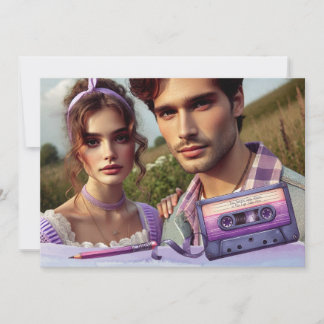 Retro-Veilchen-Vibes-Kassette Termin vormerken Save The Date