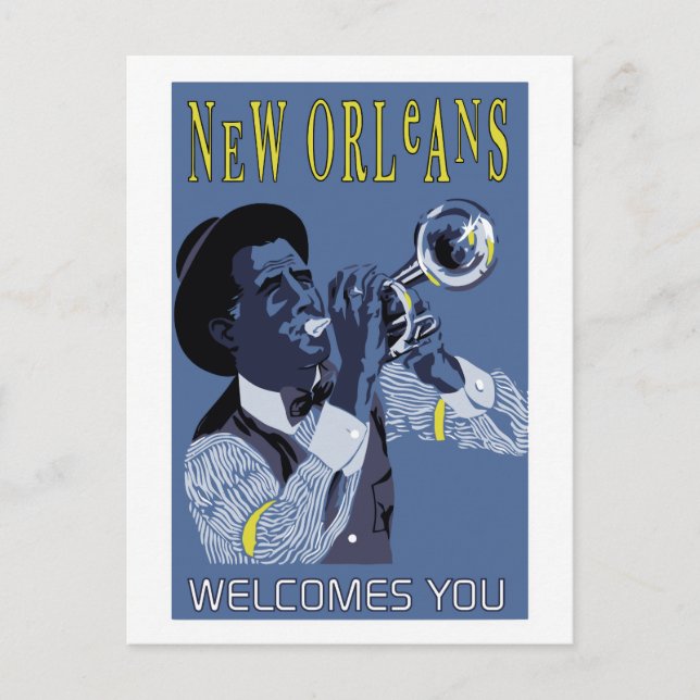 Retro Vektor Kunst, Dichtung und Musik New Orleans Postkarte (Vorderseite)