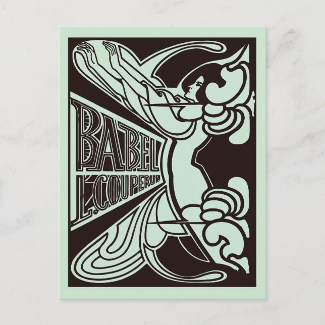 Retro Vektorart Nouveau Babel Jan Toorop Stil Postkarte (Vorderseite)