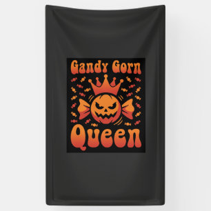Retro-Vektorgestaltung Halloween Candy Corn Königi Banner