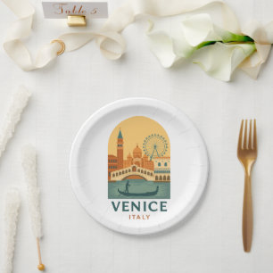 Retro-Venedig Italien-Reise-Papierteller – Retro Pappteller