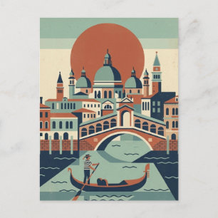 Retro Venedig Italien Vintage Reise Gondel Kanal Postkarte