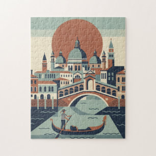 Retro Venedig Italien Vintage Reise Gondel Kanal Puzzle