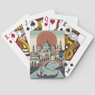 Retro Venedig Italien Vintage Reise Gondel Kanal Spielkarten