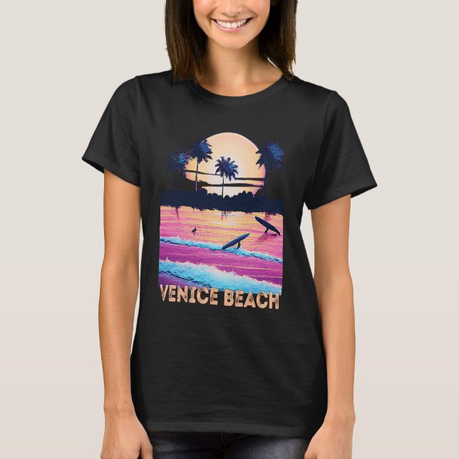 Retro Venice Beach California Souvenir Surf T-Shirt (Vorderseite)