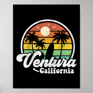Retro Ventura Beach Kalifornien Ca Surfen Vintage Poster