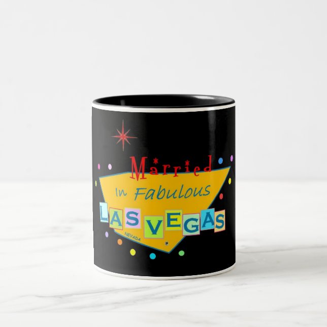 Retro Verheiratet in Fabulous Las Vegas zwei Tone  Zweifarbige Tasse (Mittel)
