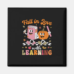 Retro - Verliebe dich in das Lernen Herbst-Kürbis- Magnet