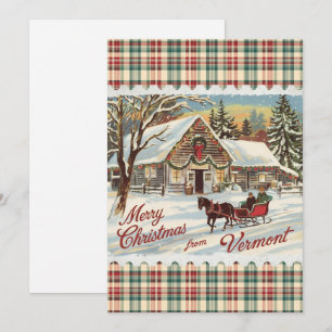 Retro Vermont Weihnachts Flat Holiday Card Feiertagskarte